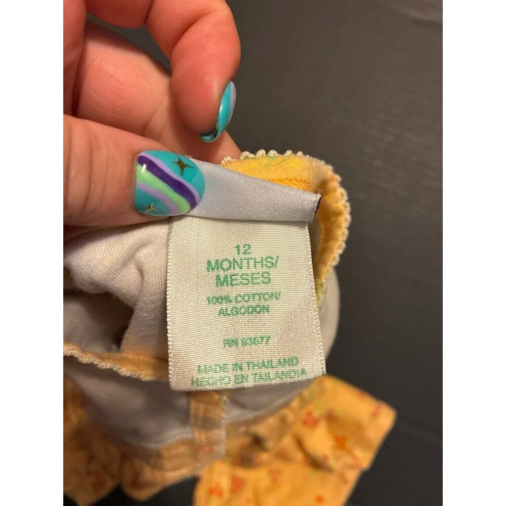 Vintage Okie Dokie Baby Yellow Floral Smocked Footless Sleeper Romper One Piece